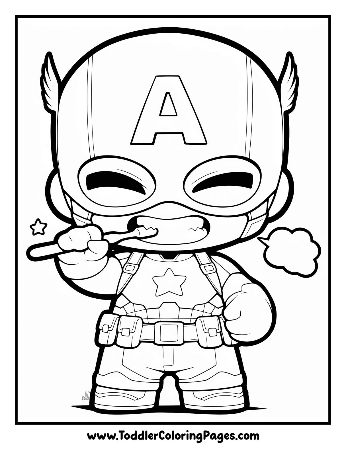 Kawaii Captain America Coloring Pages