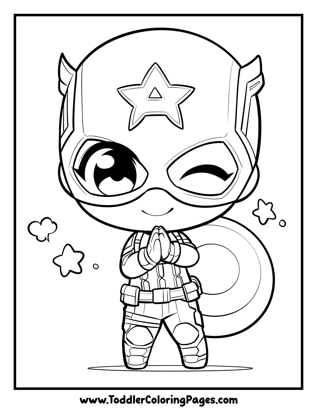 Kawaii Captain America Coloring Pages