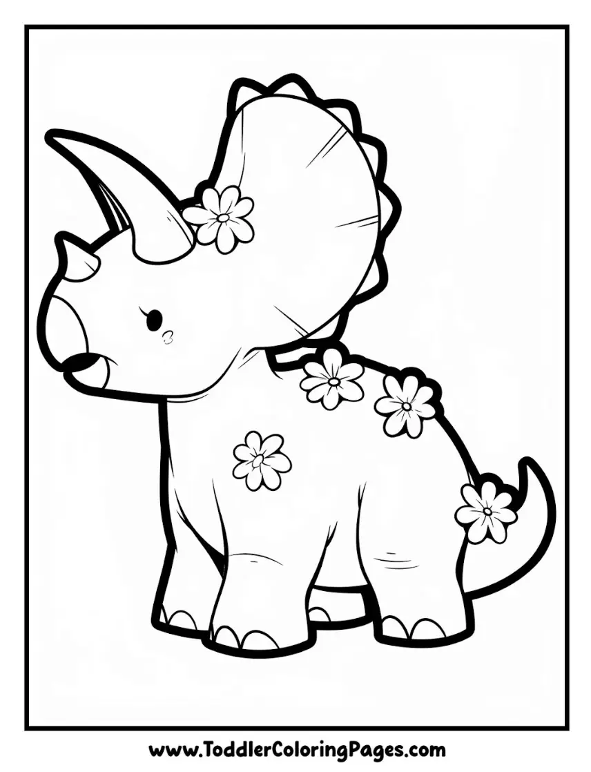 Triceratops with flowers