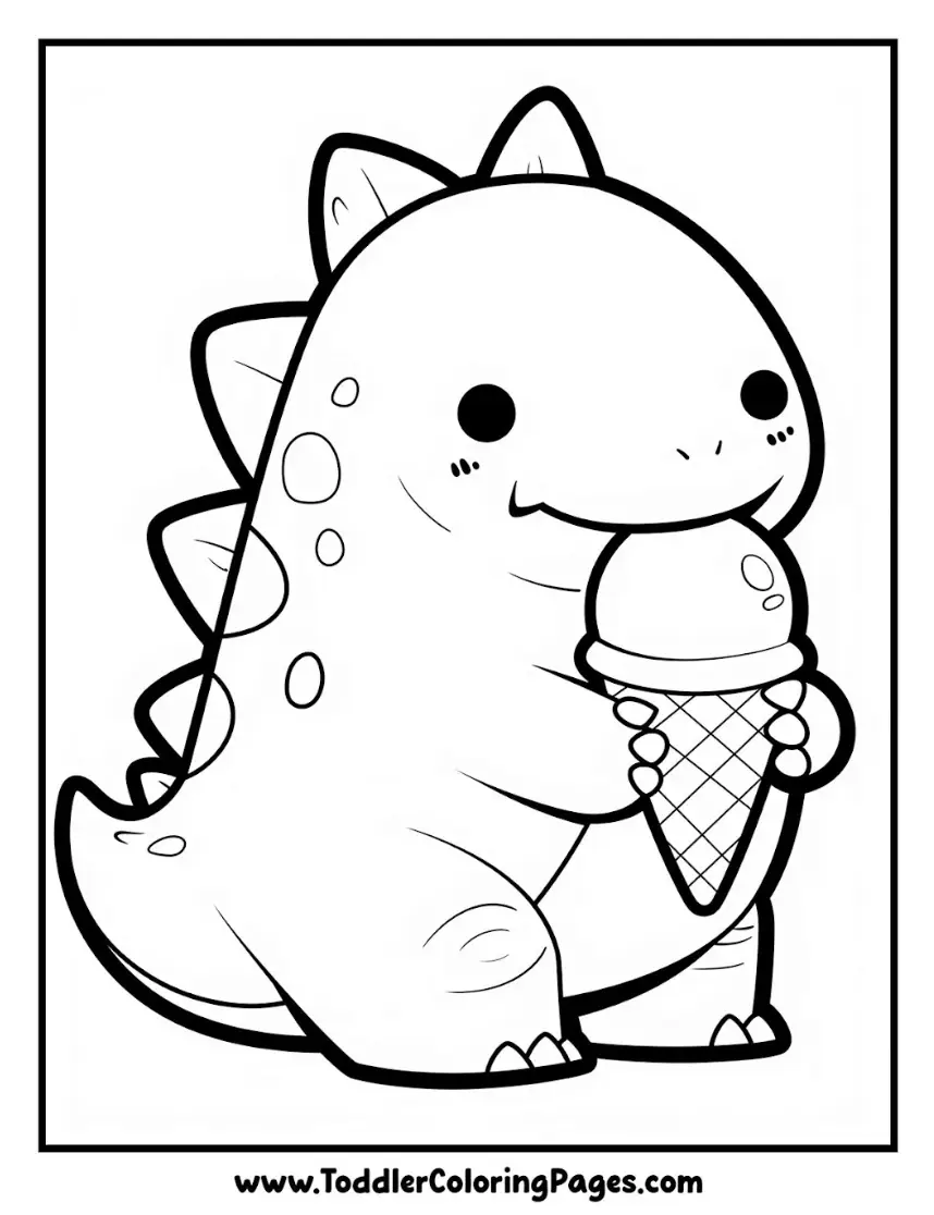 dinosaur ice cream coloring page