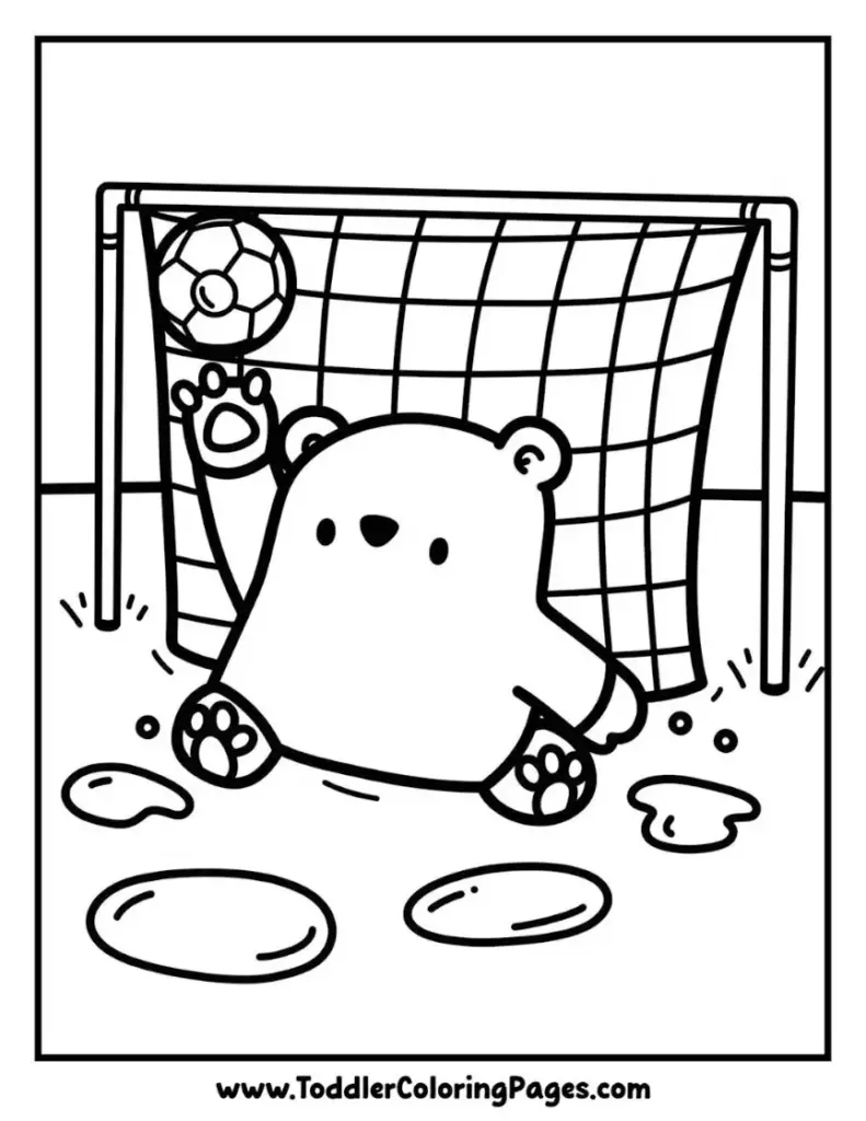 Bear Goalie coloring pages for kids