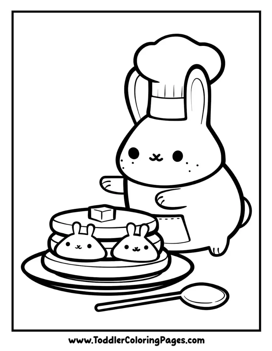 Bunny Chef Baking coloring pages