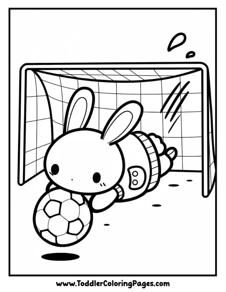 Bunny Goal Blocker coloring pages for kids