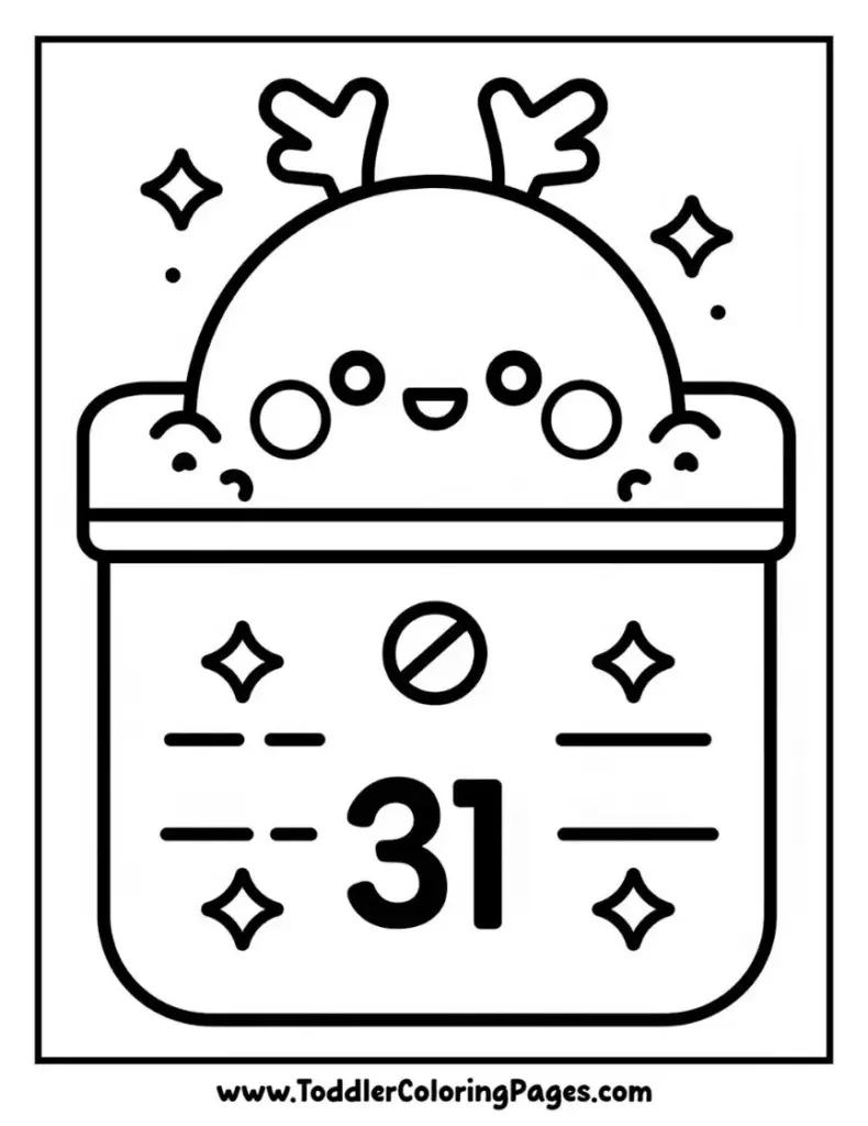 Calendar Marked Dec 31 coloring pages for kids