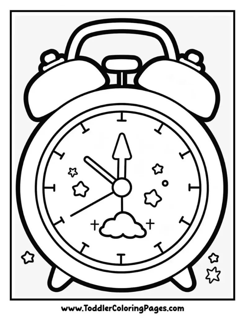 Clock Striking Midnight coloring pages for kids