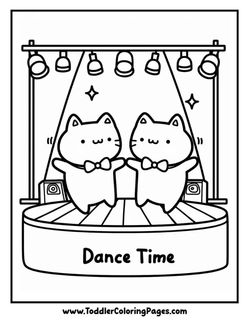 Dancing Cat Duo coloring pages for kids
