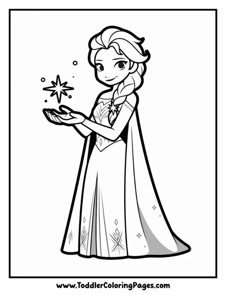 Elsa casting magic coloring pages for kids