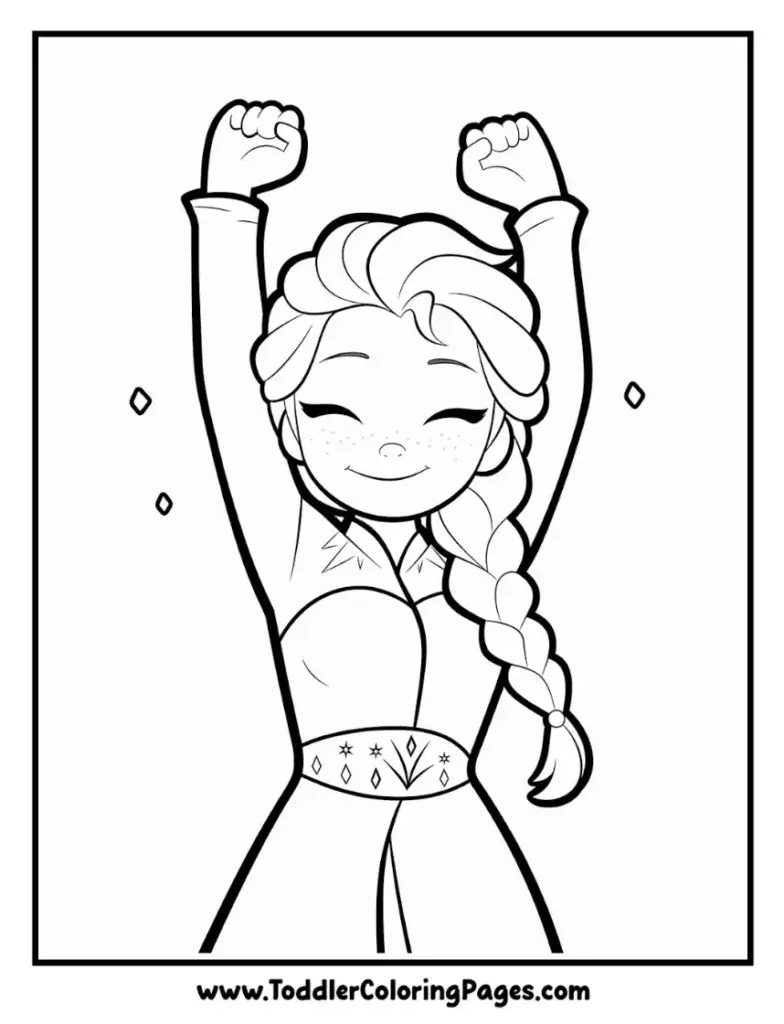 Elsa raising hands coloring pages for kids