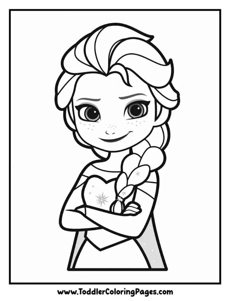 Elsa smiling coloring pages for kids