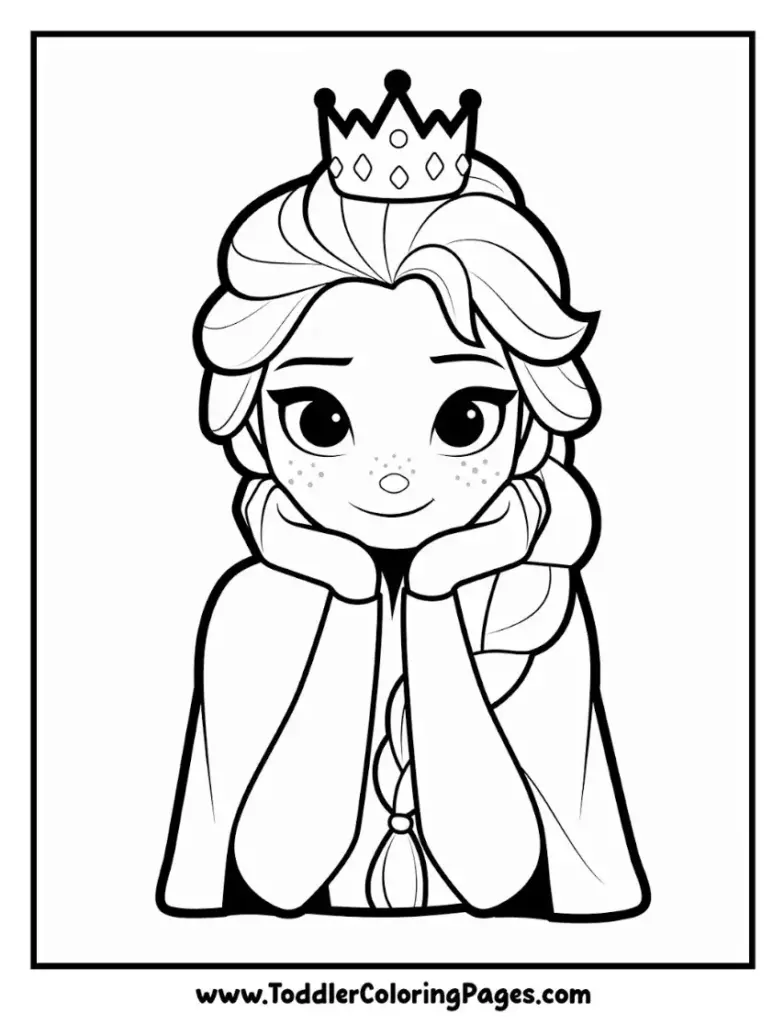 Elsa wearing crown coloring pages for kids