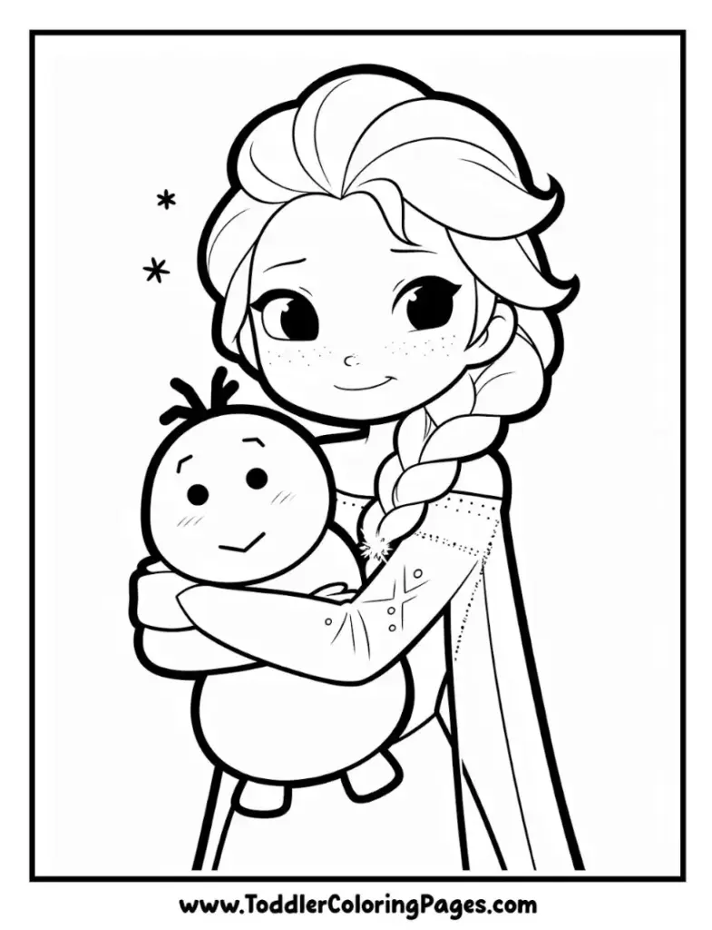 Elsa with Olaf coloring pages for kids