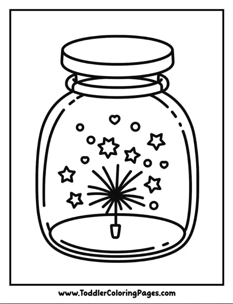 Firework in a Jar coloring pages for kids