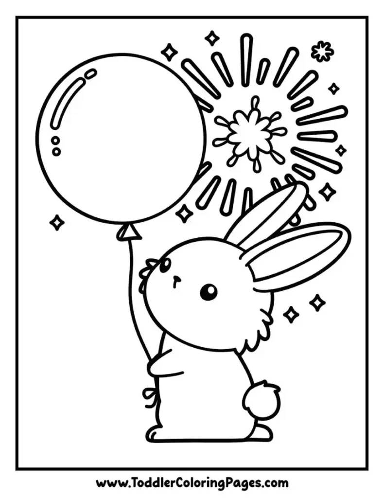 Fireworks Bunny coloring pages for kids
