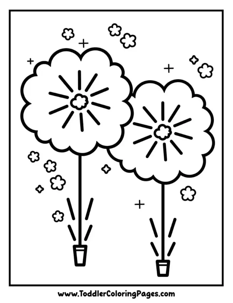 Fireworks Bursting coloring pages for kids