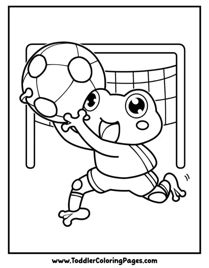 Frog Goal Stopper coloring pages for kids