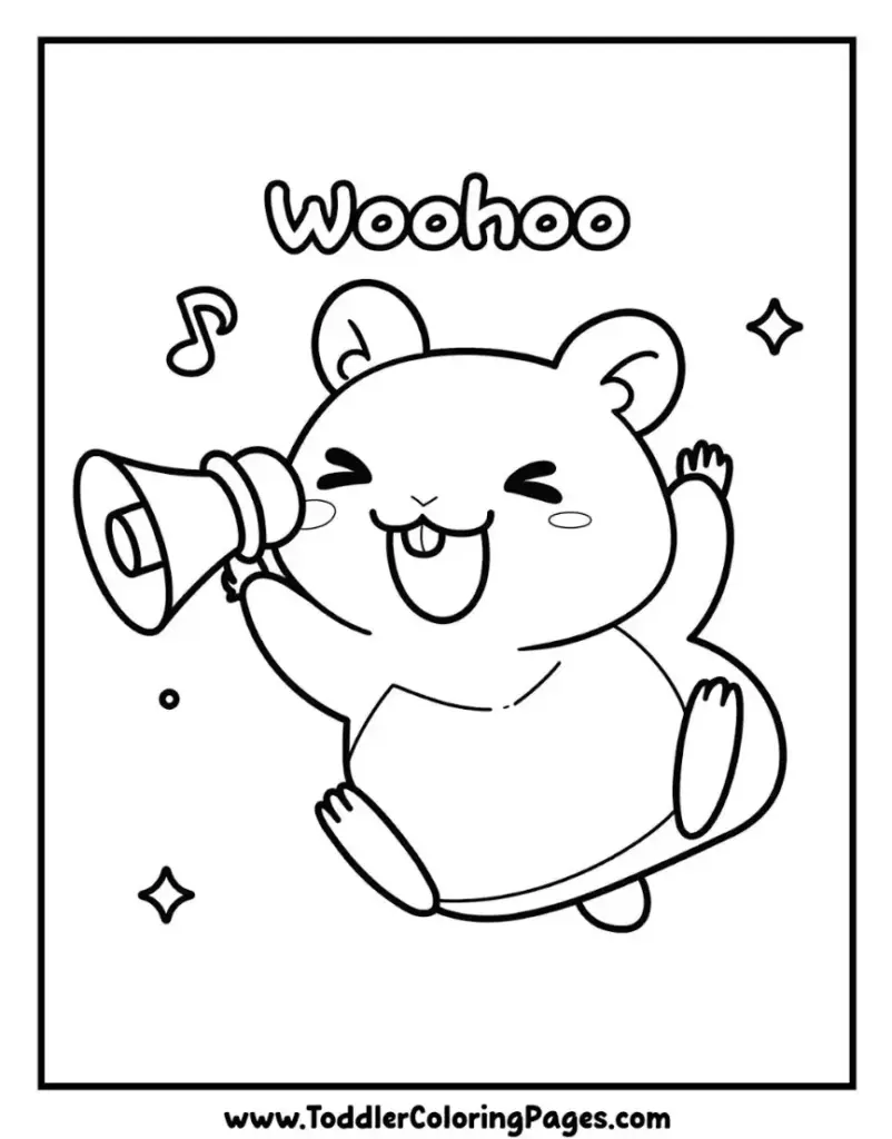 Hamster with Noisemaker coloring pages for kids