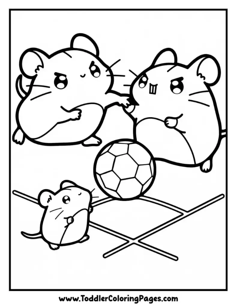 Hamsters Fight for Soccer Ball coloring pages for kids