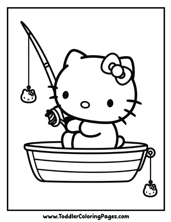 coloring pages Hello Kitty Fishing
