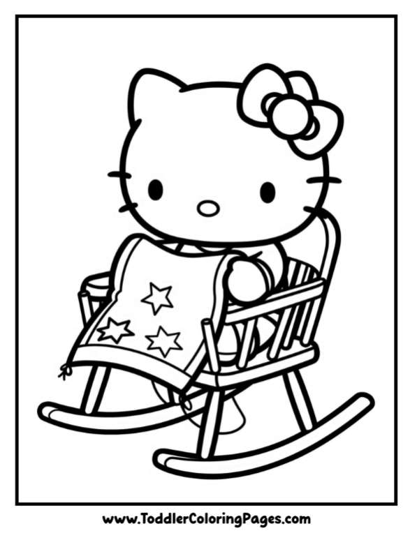 Hello Kitty Knitting Star Blanket coloring pages