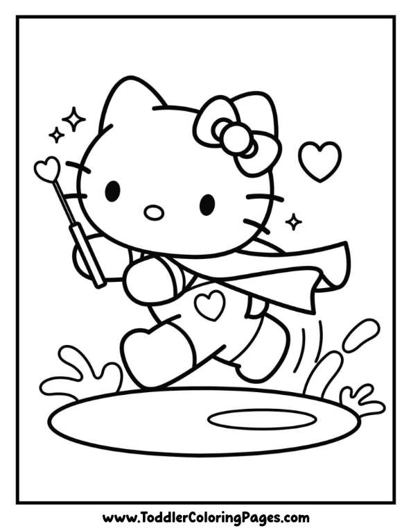 Hello Kitty Leaping coloring pages