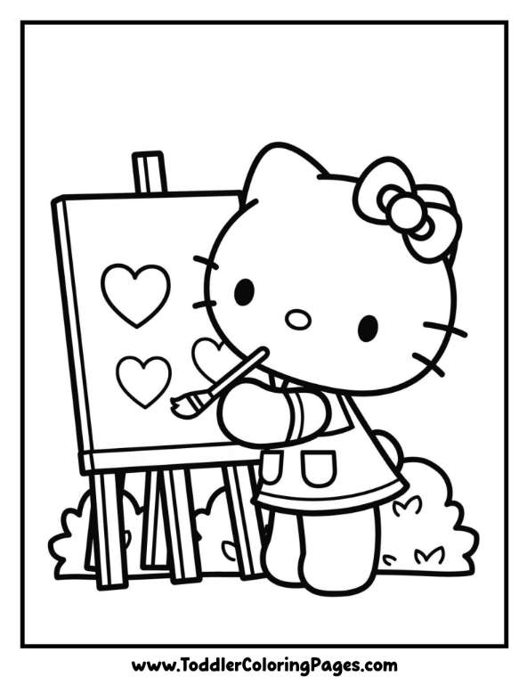 Hello Kitty Painting coloring pages