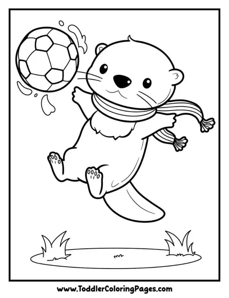 Otter Volleying Soccer Ball coloring pages for kids