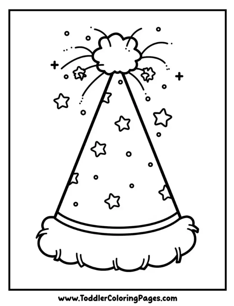 Party Hat with Stars coloring pages for kids