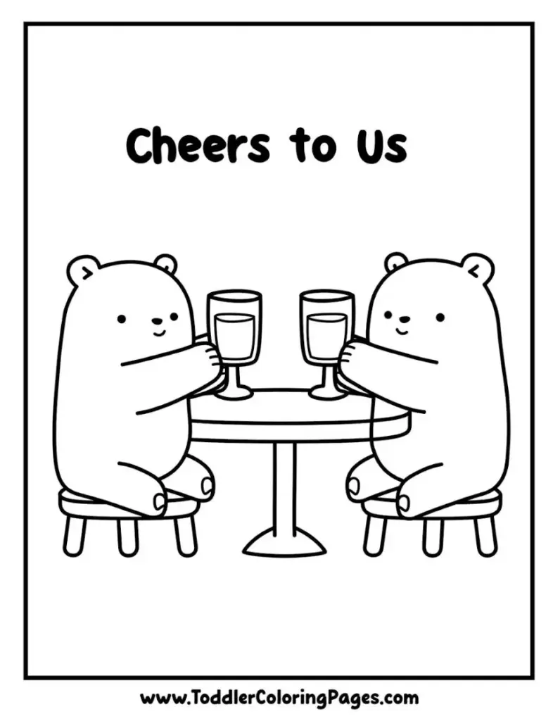 Party Toast Bears coloring pages for kids