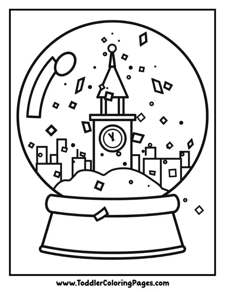 Snow Globe Celebration coloring page for kids