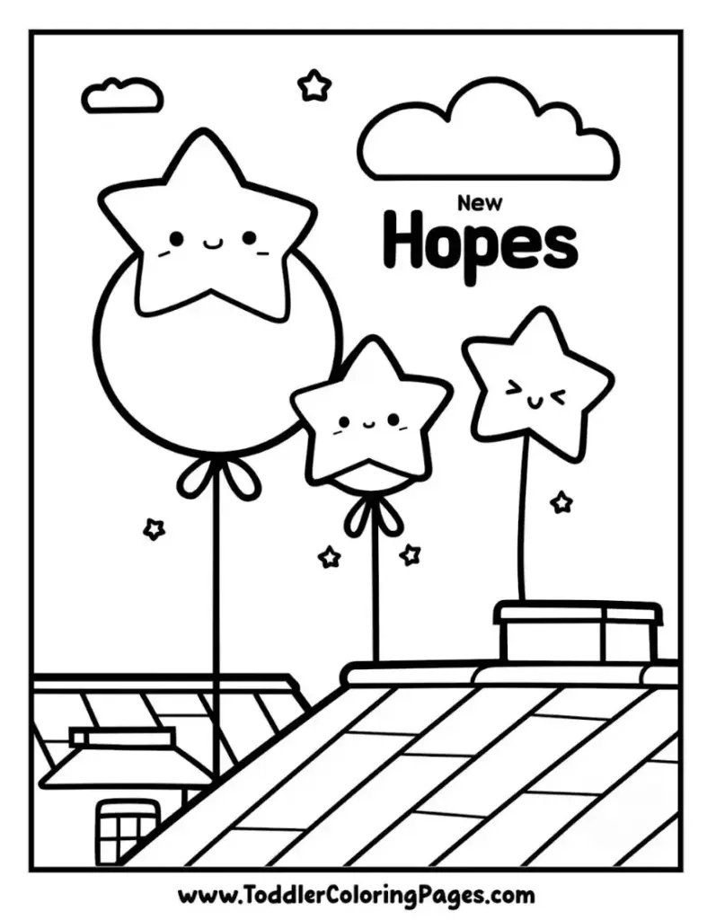 Star Balloon Parade coloring pages for kids