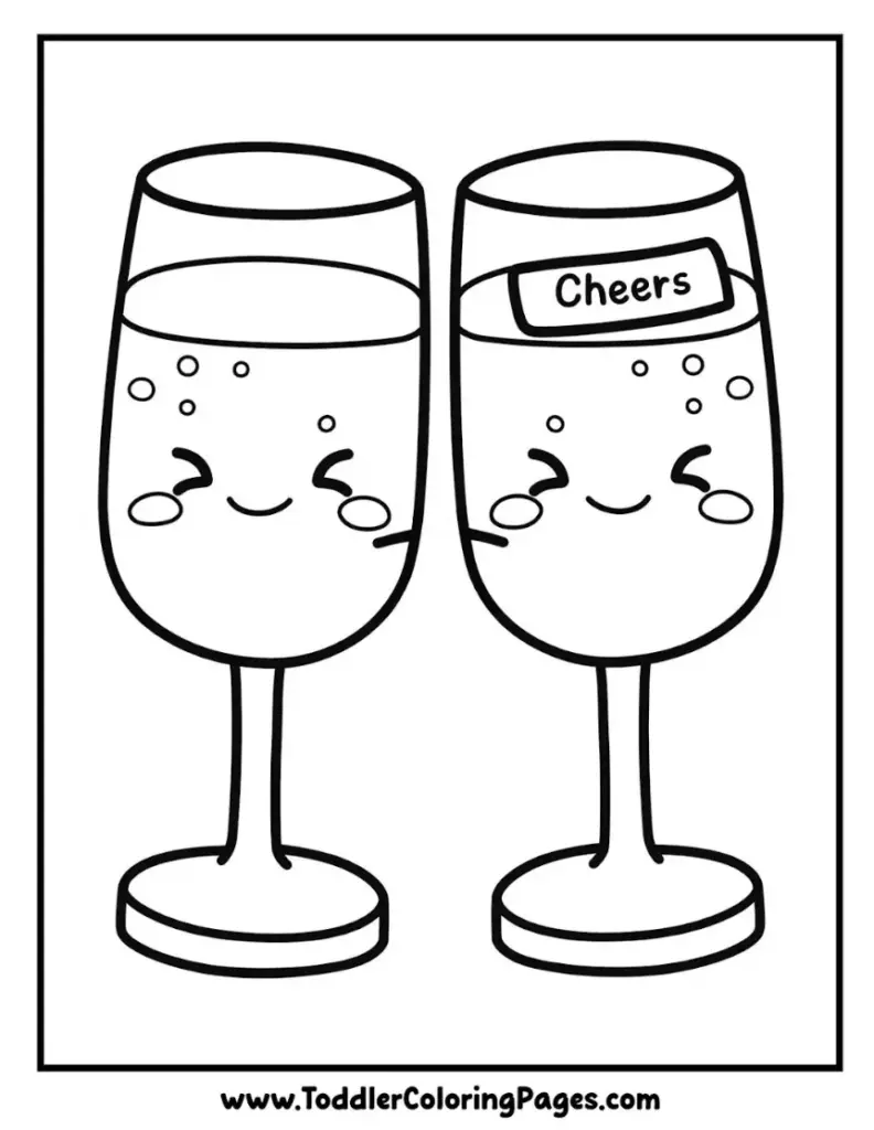 Toasting Glasses coloring pages for kids
