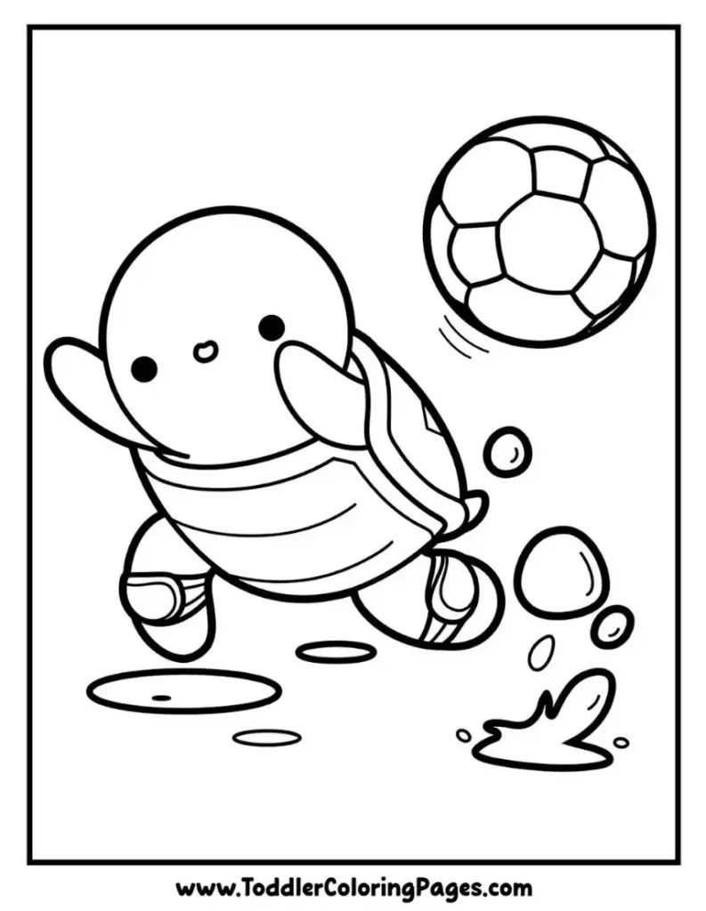 Turtle Soccer Player coloring page for kids