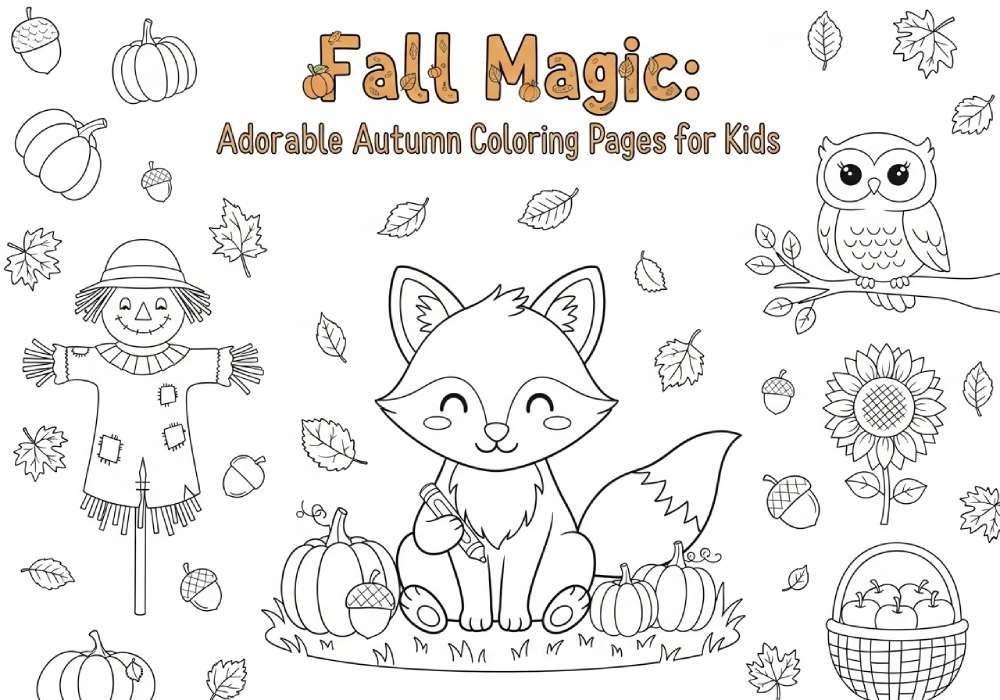 autumn coloring pages for kids
