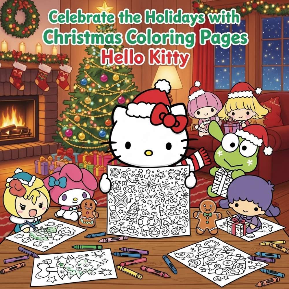 christmas coloring pages hello kitty