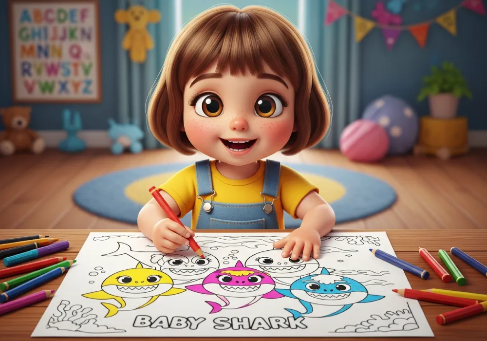 baby shark coloring pages for printable